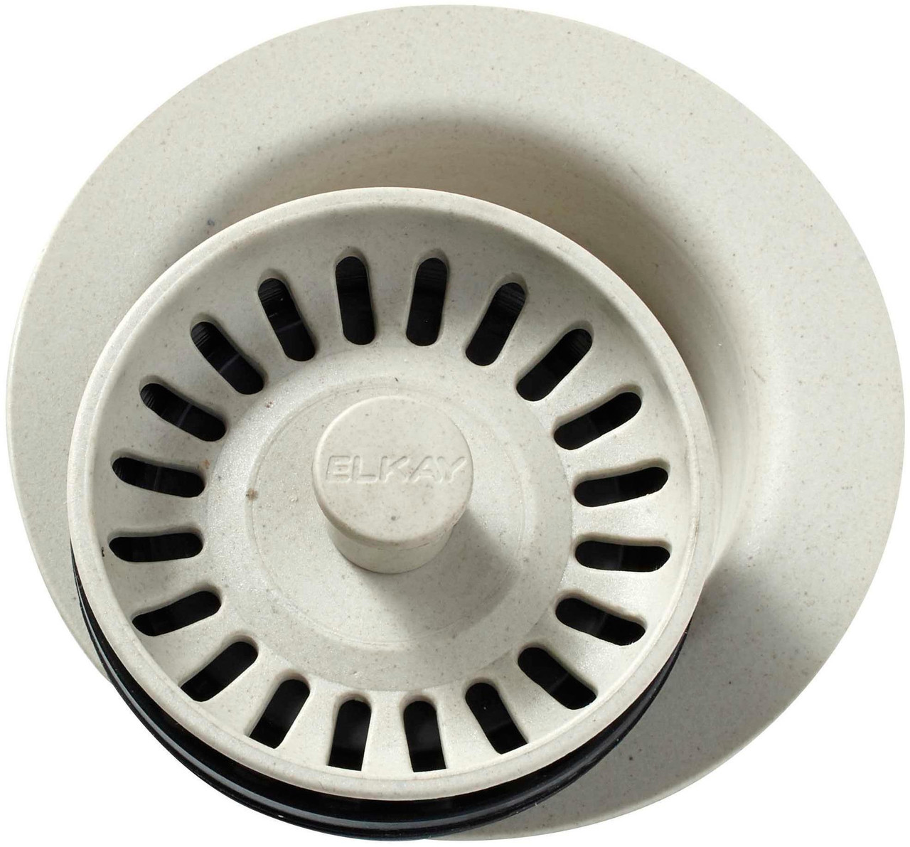 Polymer Disposal Flange with Removable Basket Strainer and Rubber Stopper in Bisque