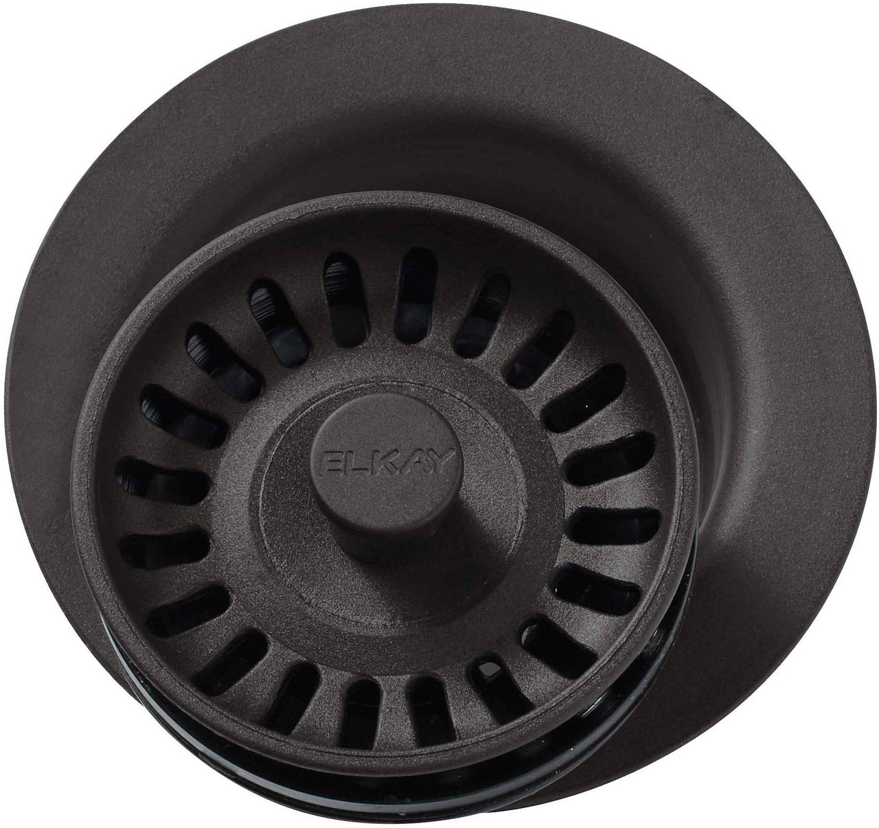 Polymer Disposal Flange with Removable Basket Strainer and Rubber Stopper in Mocha