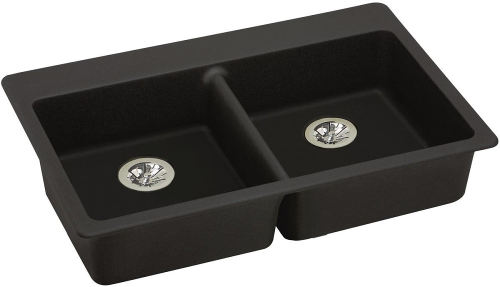 33" x 22" x 5-1/2" Quartz Drop-in ADA Sink with Perfect Drain in Black