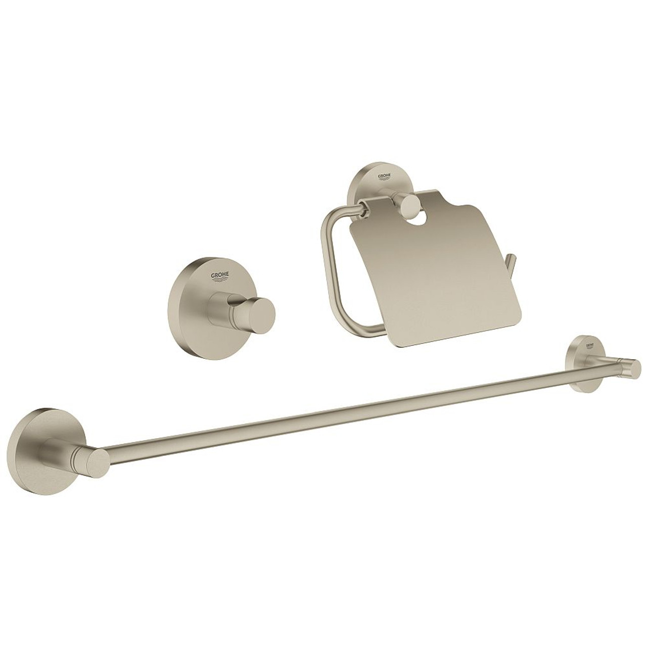 Grohe 40775EN1 Essentials 3-in-1 Guest Bathroom Accessories Set in Brushed Nickel Grohe 40775EN1 Essentials 3-in-1 Guest Bathroom Accessories Set in Brushed Nickel