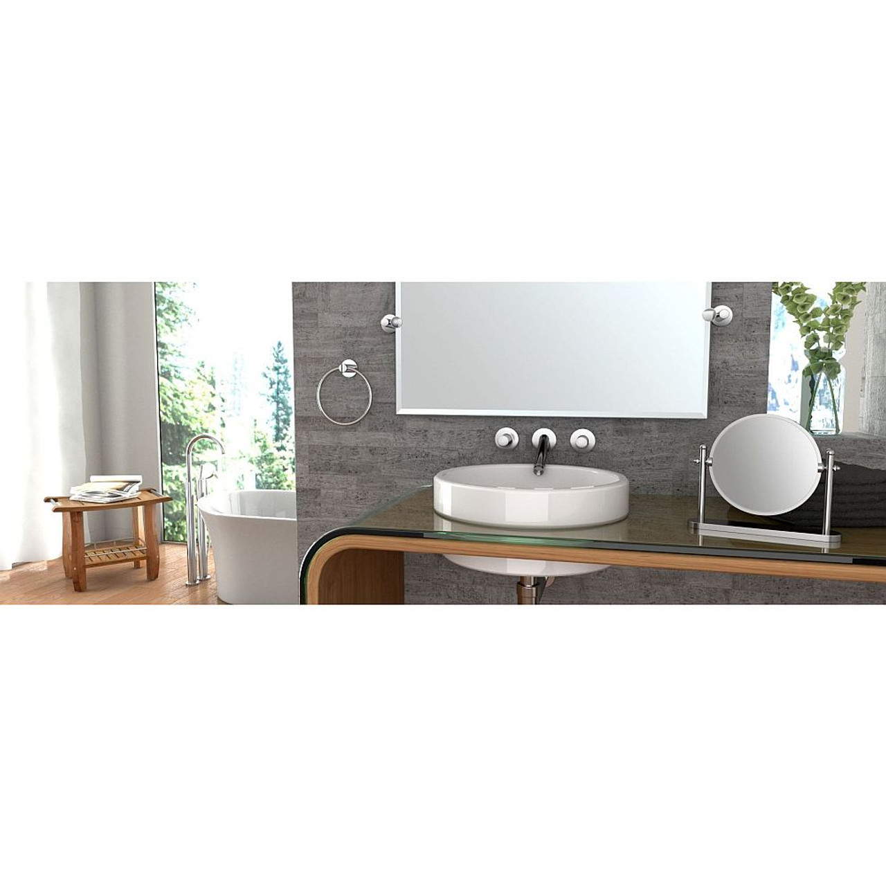 Gatco KA-CHN-7-SN 7-Piece Bathroom Accessory Kit with Mirror and Wall Sconces, Satin Nickel Gatco KA-CHN-7-SN 7-Piece Bathroom Accessory Kit with Mirror and Wall Sconces, Satin Nickel
