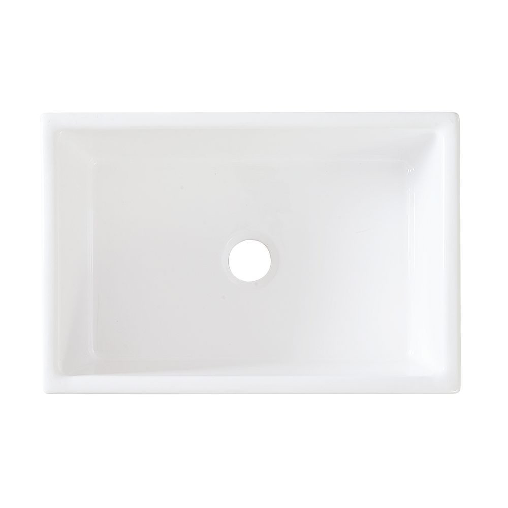 30-in x 20-in x 10-in Super Single Bowl with Reversible (Roman/Plain) Front, Farmhouse Fireclay Kitchen Sink, Undermount Installation, in White