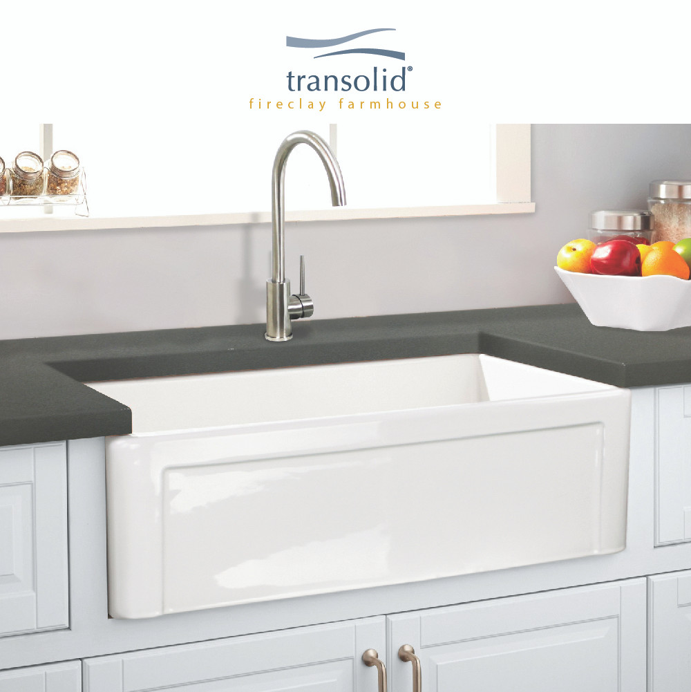 30-in x 20-in x 10-in Super Single Bowl with Reversible (Roman/Plain) Front, Farmhouse Fireclay Kitchen Sink, Undermount Installation, in White