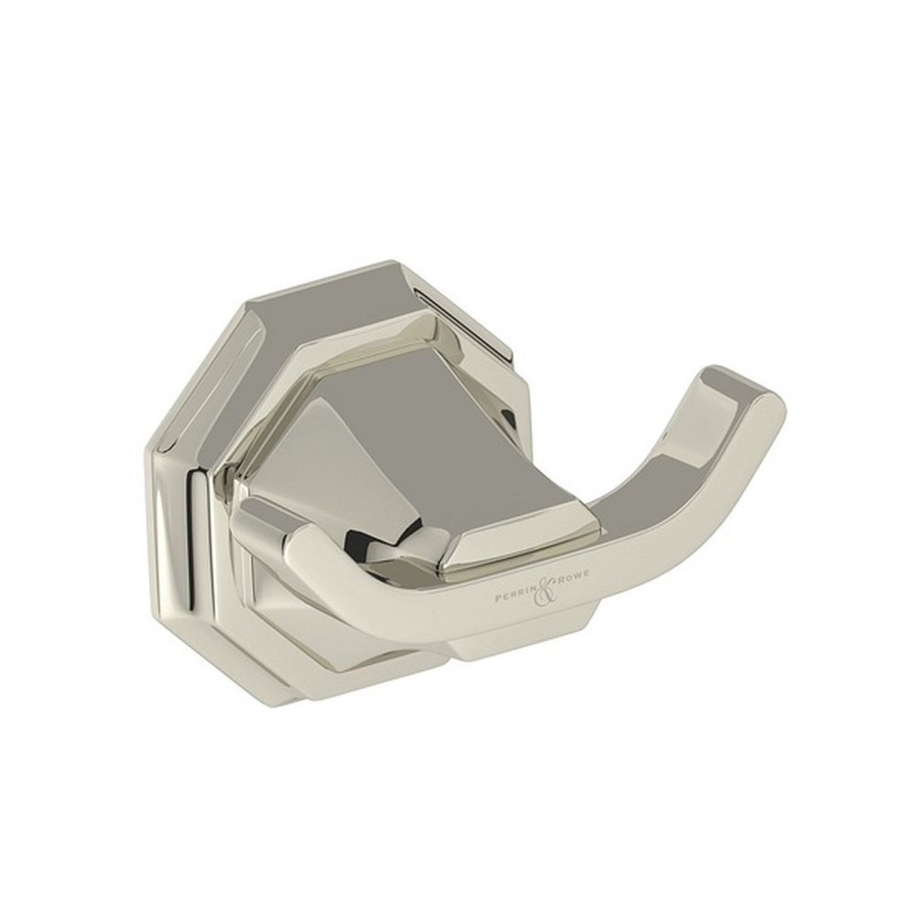 Deco Double Robe Hook in Polished Nickel