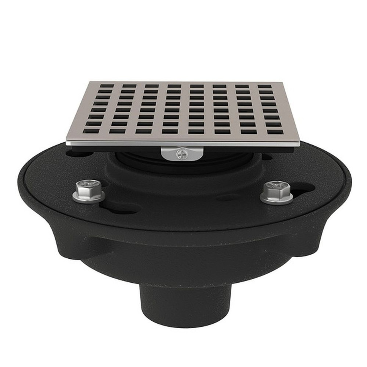 Cast Iron 2-in No Hub Drain Kit with 3143 Matrix Decorative Cover in Satin Nickel