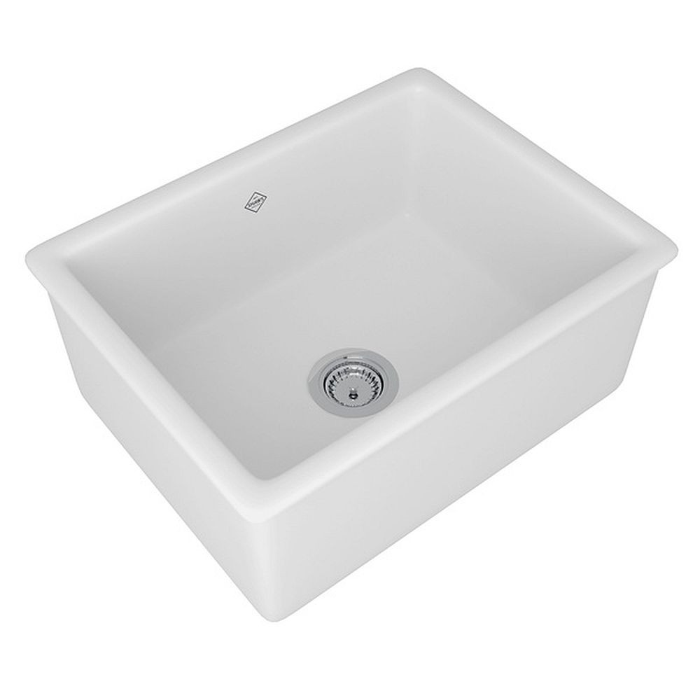 Single Bowl Inset/Undermount Fireclay Secondary Kitchen/Laundry Sink in White