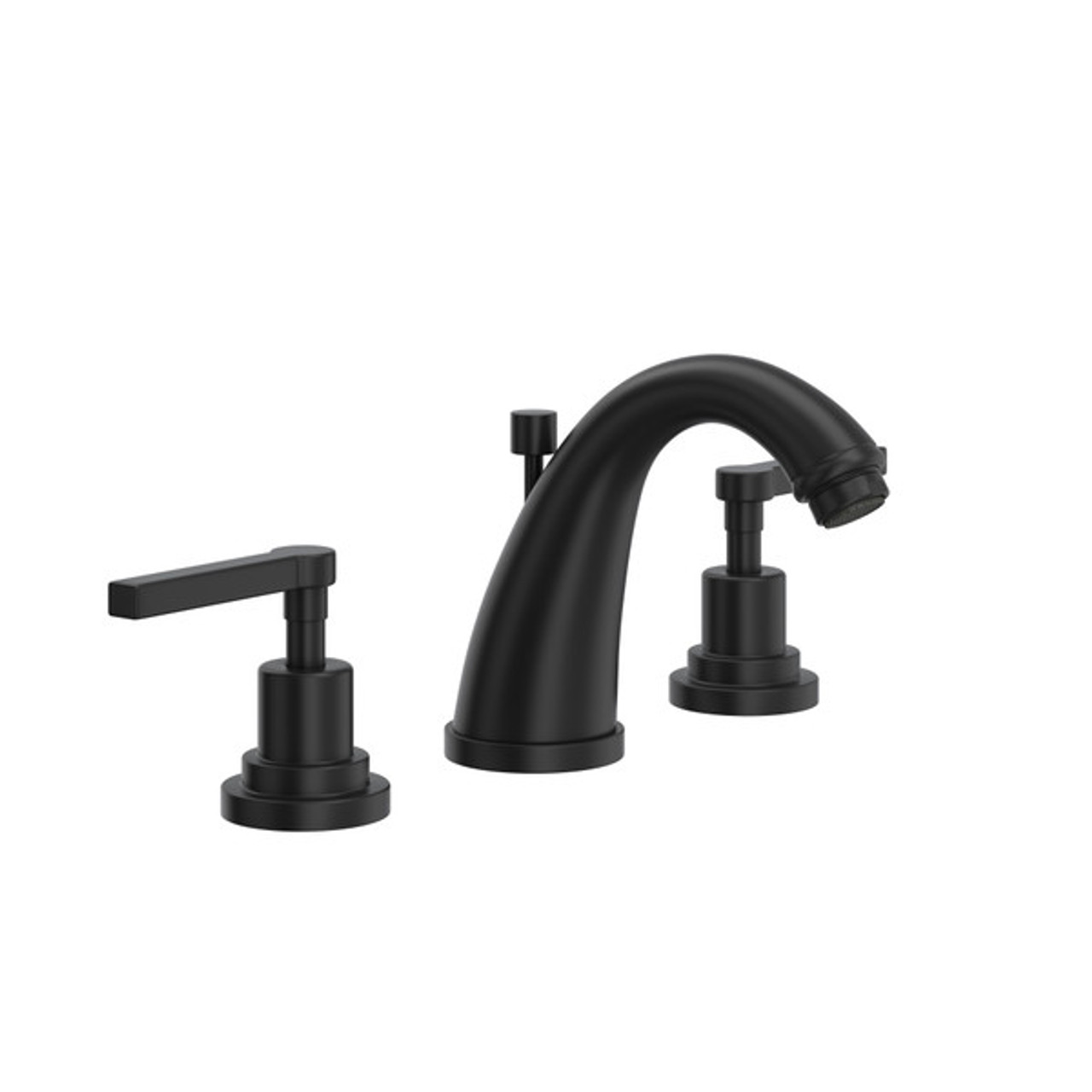 Rohl A1208LMMB-2 Lombardia C-Spout Widespread Bathroom Faucet with Metal Lever Handle, Matte Black