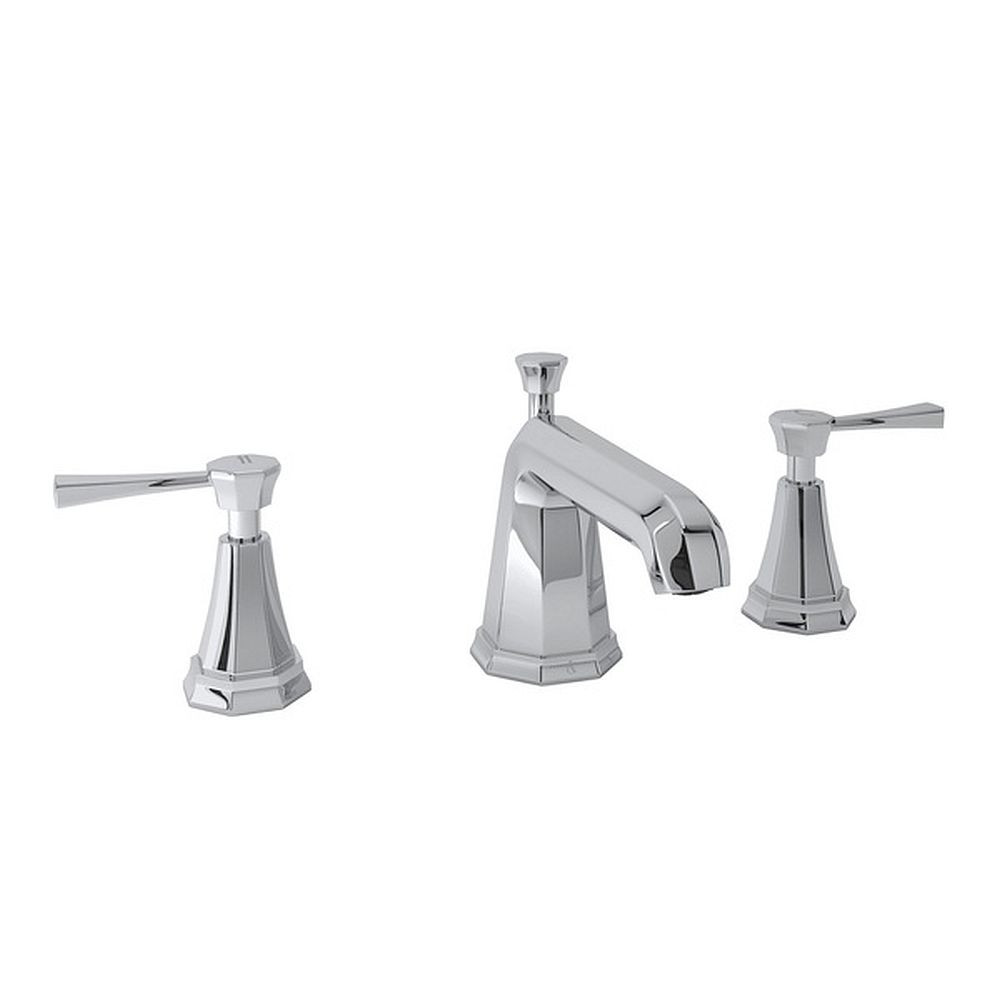 High Neck Widespread Lavatory Faucet with Metal Lever in Polished Chrome