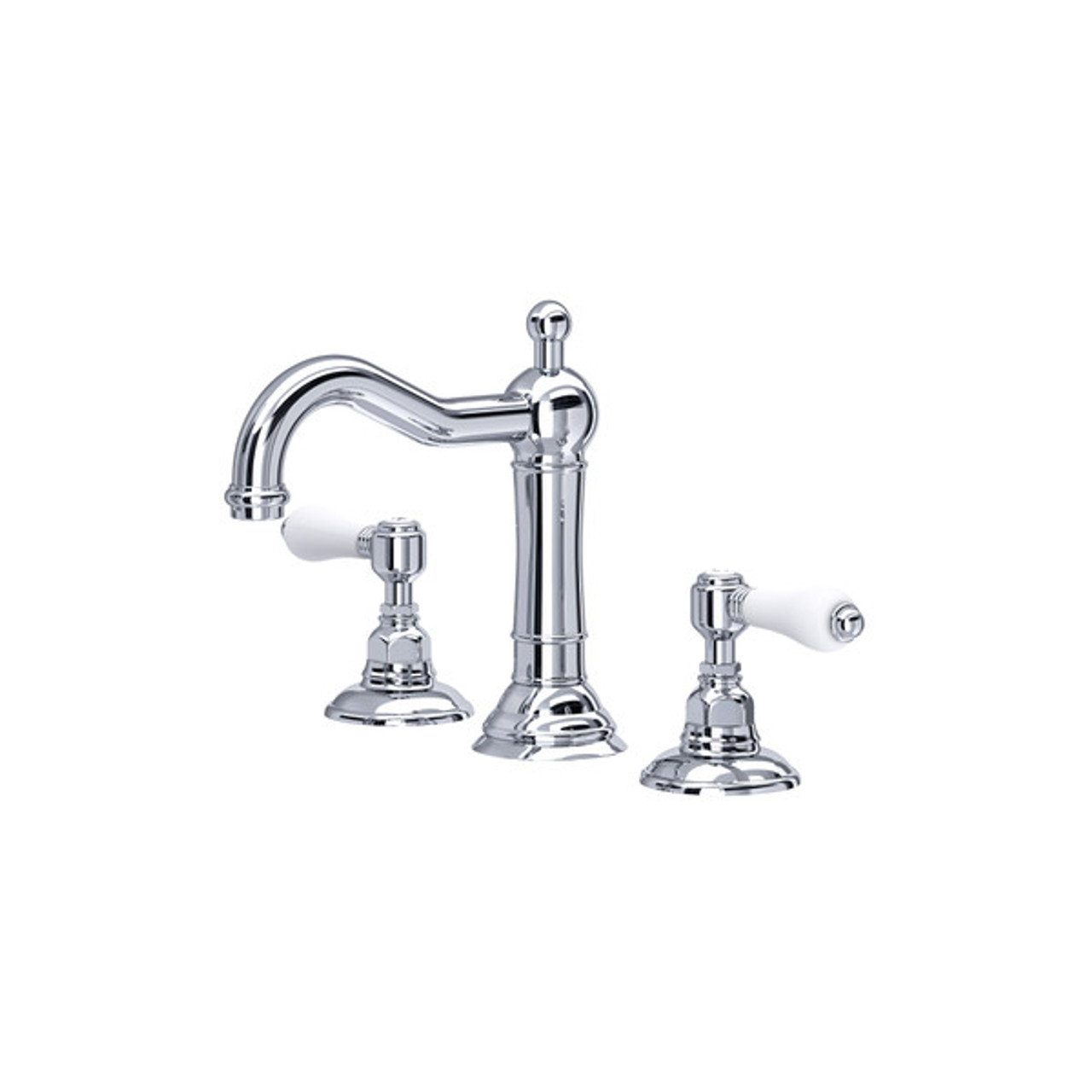 Rohl A1409LPAPC-2 Acqui Column Spout Widespread Bathroom Faucet with White Porcelain Lever Handle, Polished Chrome