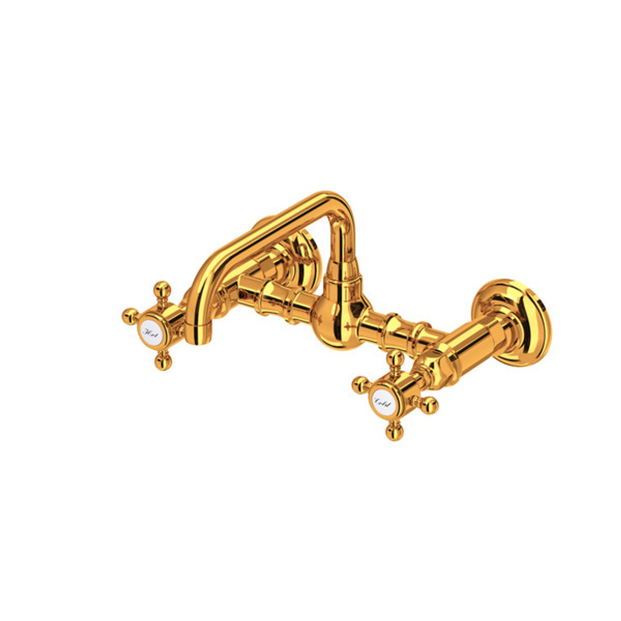Rohl A1423XMIB-2 Acqui Wall Mount Bridge Bathroom Faucet with Cross Handle, Italian Brass