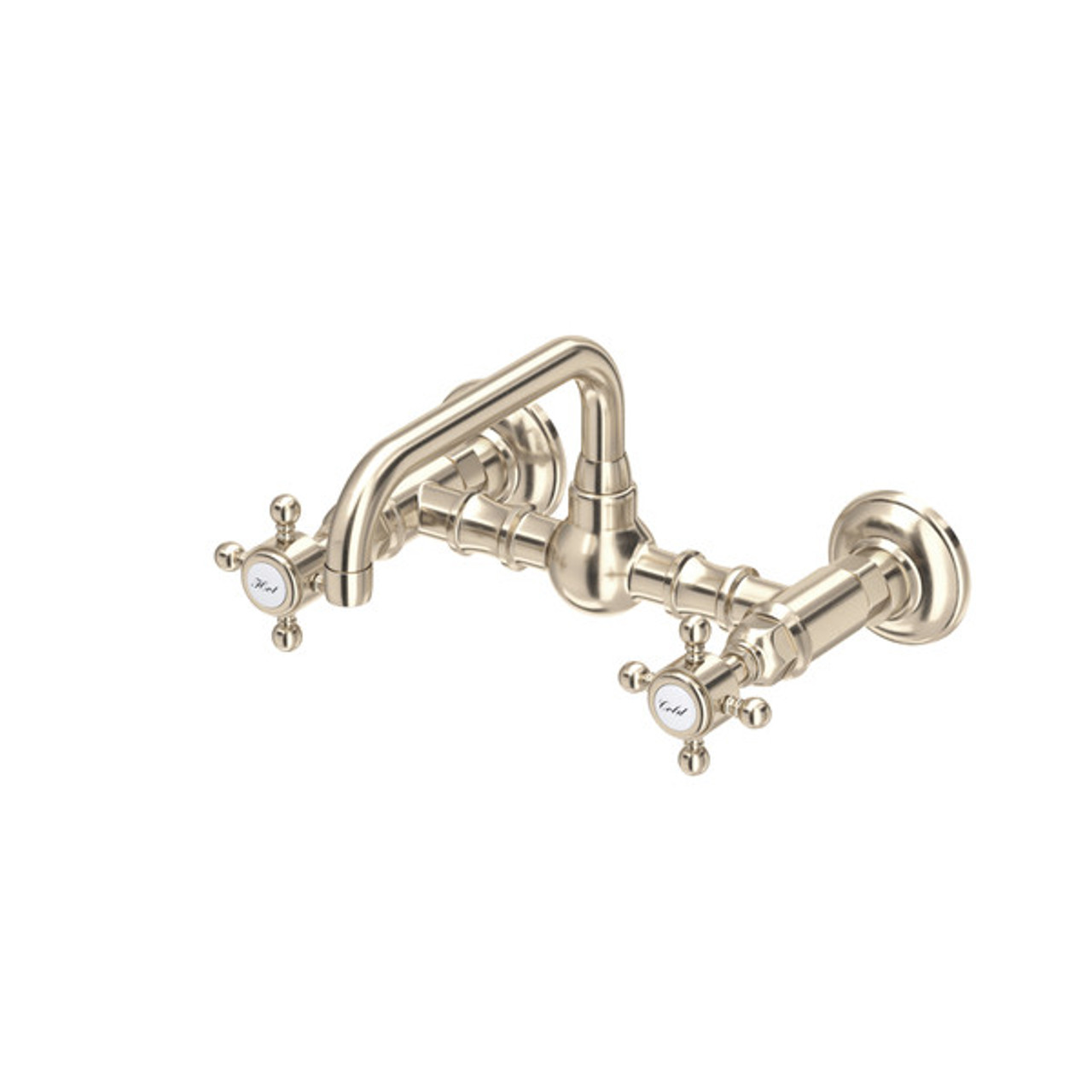 Rohl A1423XMSTN-2 Acqui Wall Mount Bridge Bathroom Faucet with Cross Handle, Satin Nickel