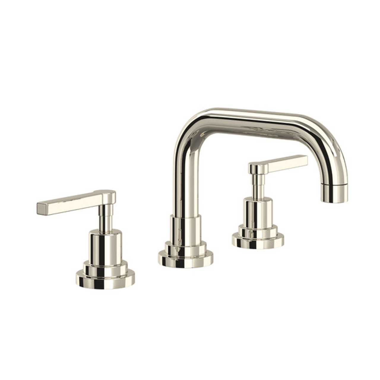 Rohl A2218LMPN-2 Lombardia U-Spout Widespread Bathroom Faucet with Metal Lever Handle, Polished Nickel