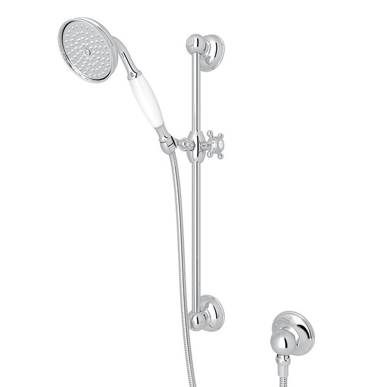 Rohl 1300EAPC Single-Function Anti-Cal Handshower/Hose/Bar/Outlet Set in Polished Chrome
