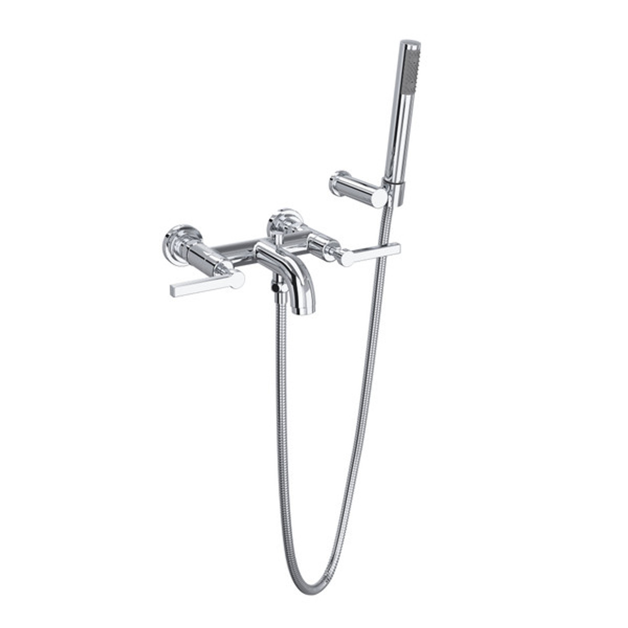Rohl A2202LMAPC Lombardia Wall Mount Exposed Tub Set with Handshower with Metal Lever Handle, Polished Chrome