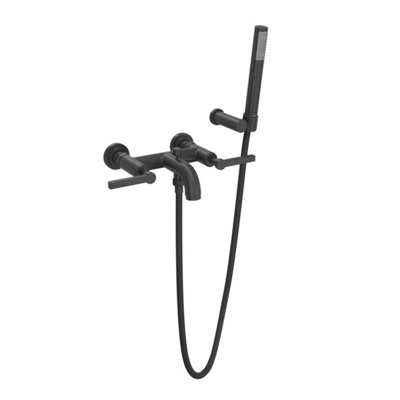 Rohl A2202LMMB Lombardia Wall Mount Exposed Tub Set with Handshower with Metal Lever Handle, Matte Black