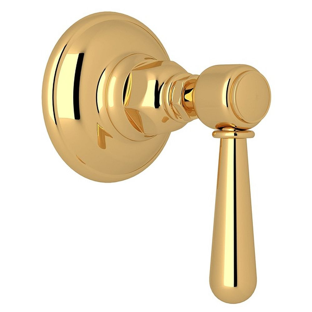 Trim for Volume Control and 4-Port Dedicated Diverter with Metal Lever in Italian Brass