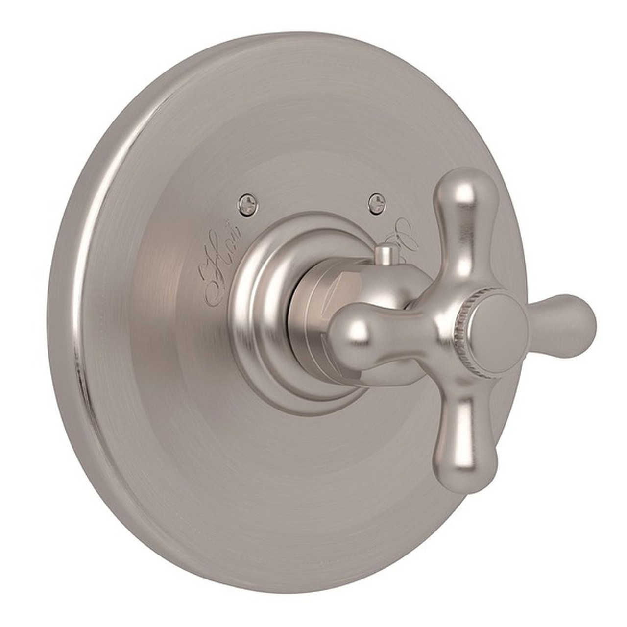 Rohl A2914XMSTN Thermostatic Trim Plate with Cross Handle and without Volume Control in Satin Nickel