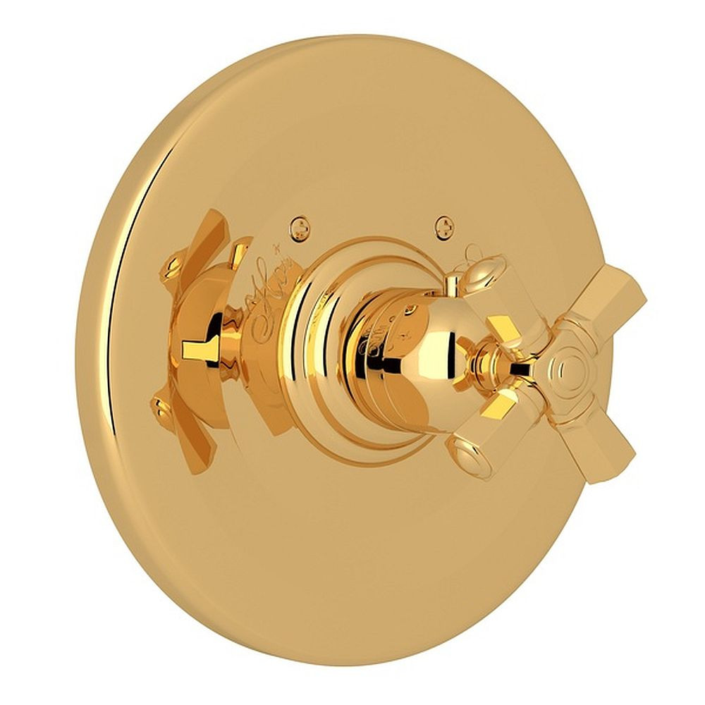 Rohl A4814XMIB Thermostatic Trim Plate with Cross Handle and without Volume Control in Italian Brass
