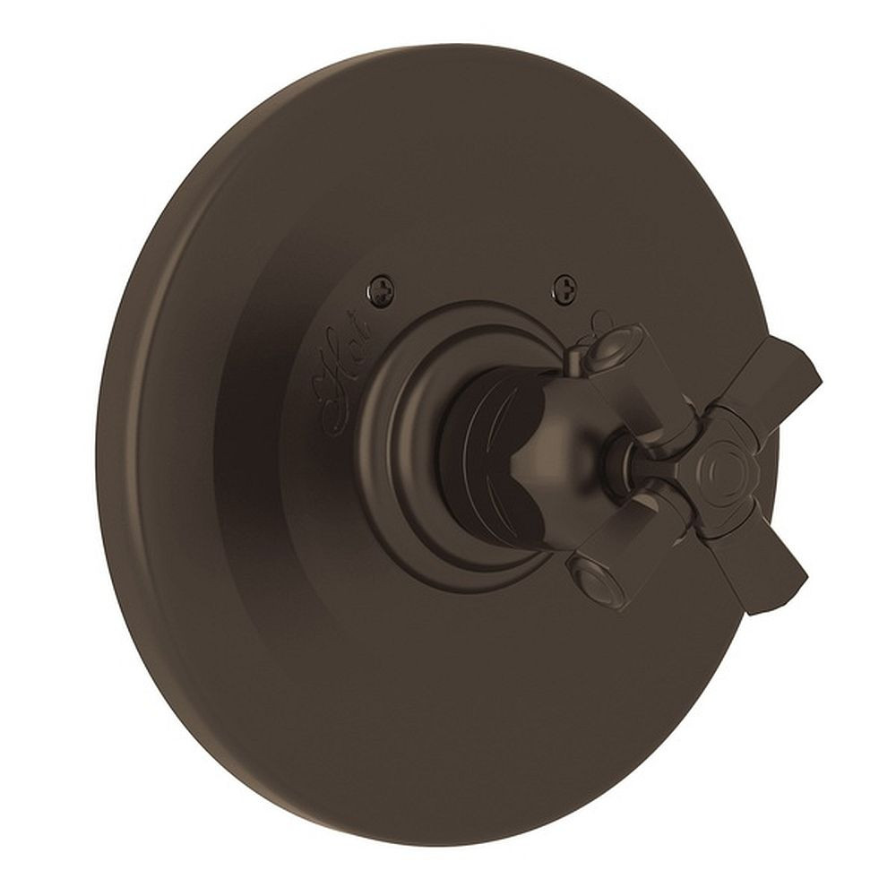 Rohl A4814XMTCB Thermostatic Trim Plate with Cross Handle and without Volume Control in Tuscan Brass