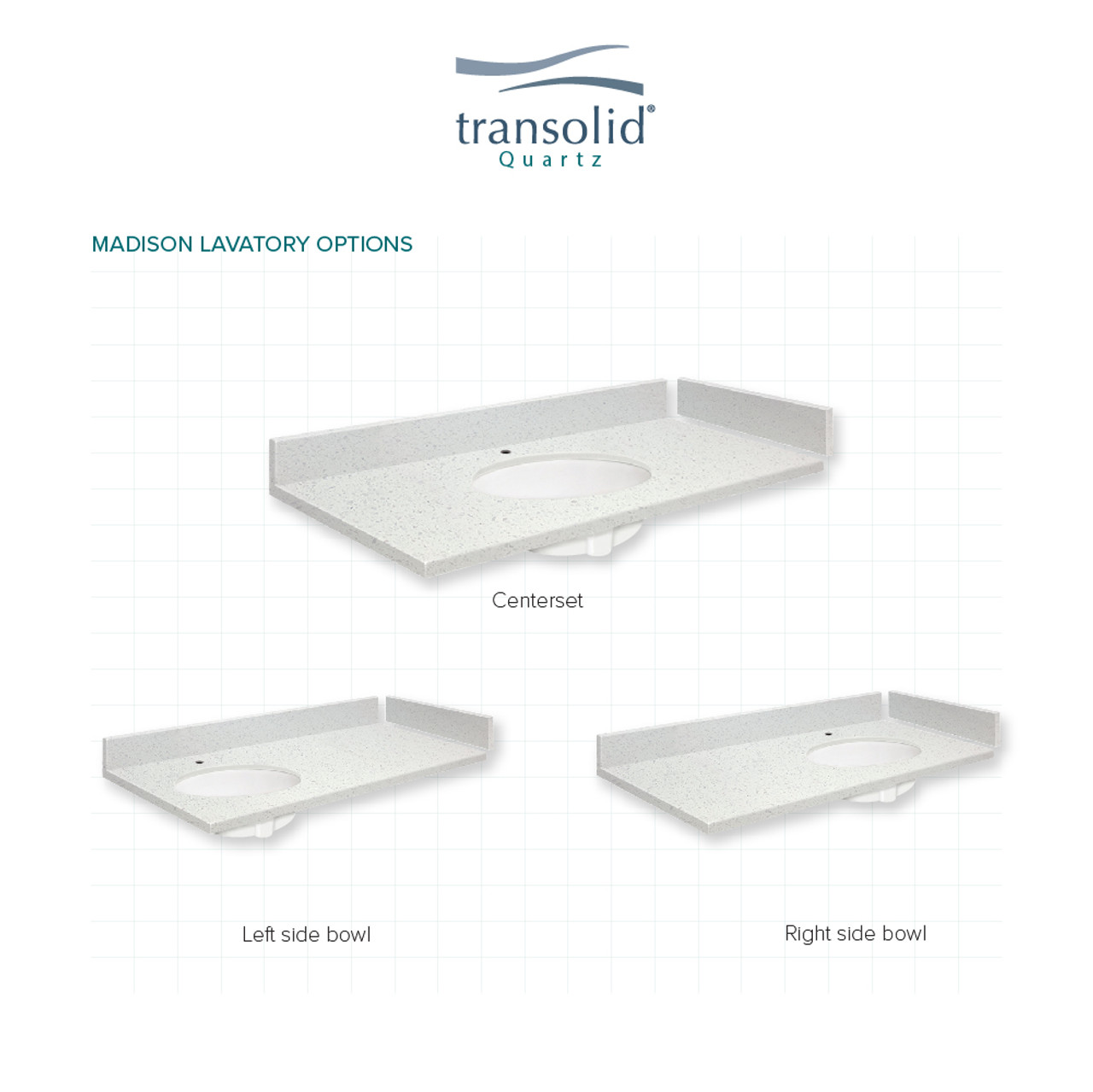Transolid VT42.75x22-1OU-3A-A-W-4  42.75 in. W x 22.25 in. D Quartz Vanity Top in Milan White with 4in Centerset and Oval Undermount Sink