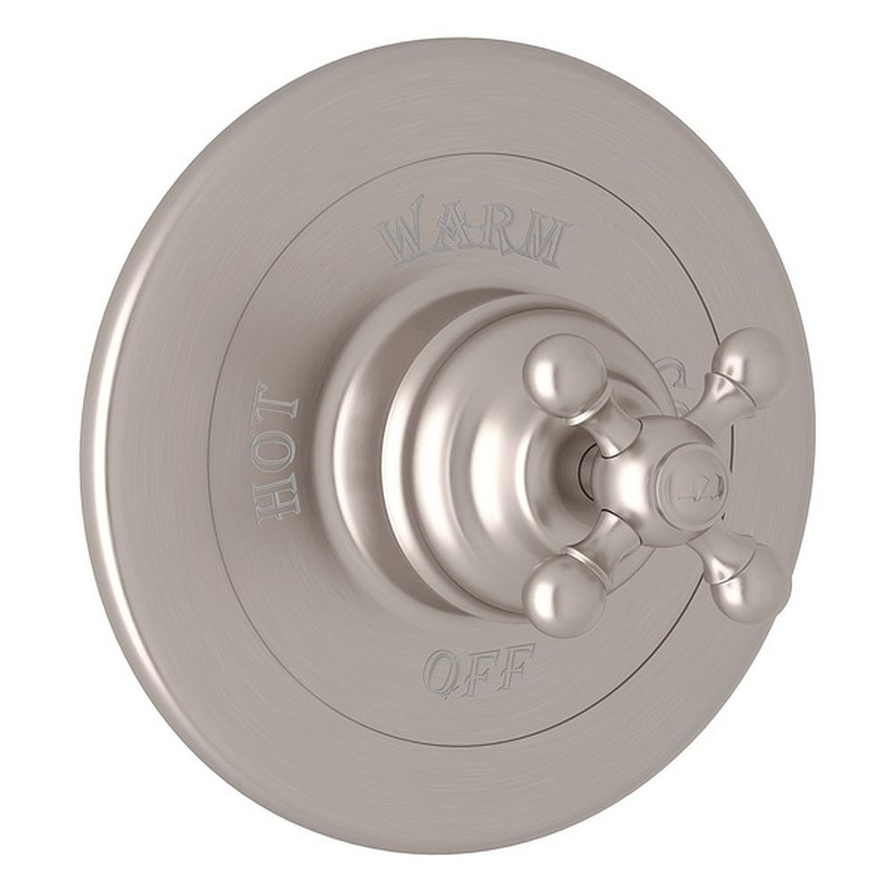 Rohl AC110X-STN Pressure Balance Trim with Cross Handle and without Diverter in Satin Nickel