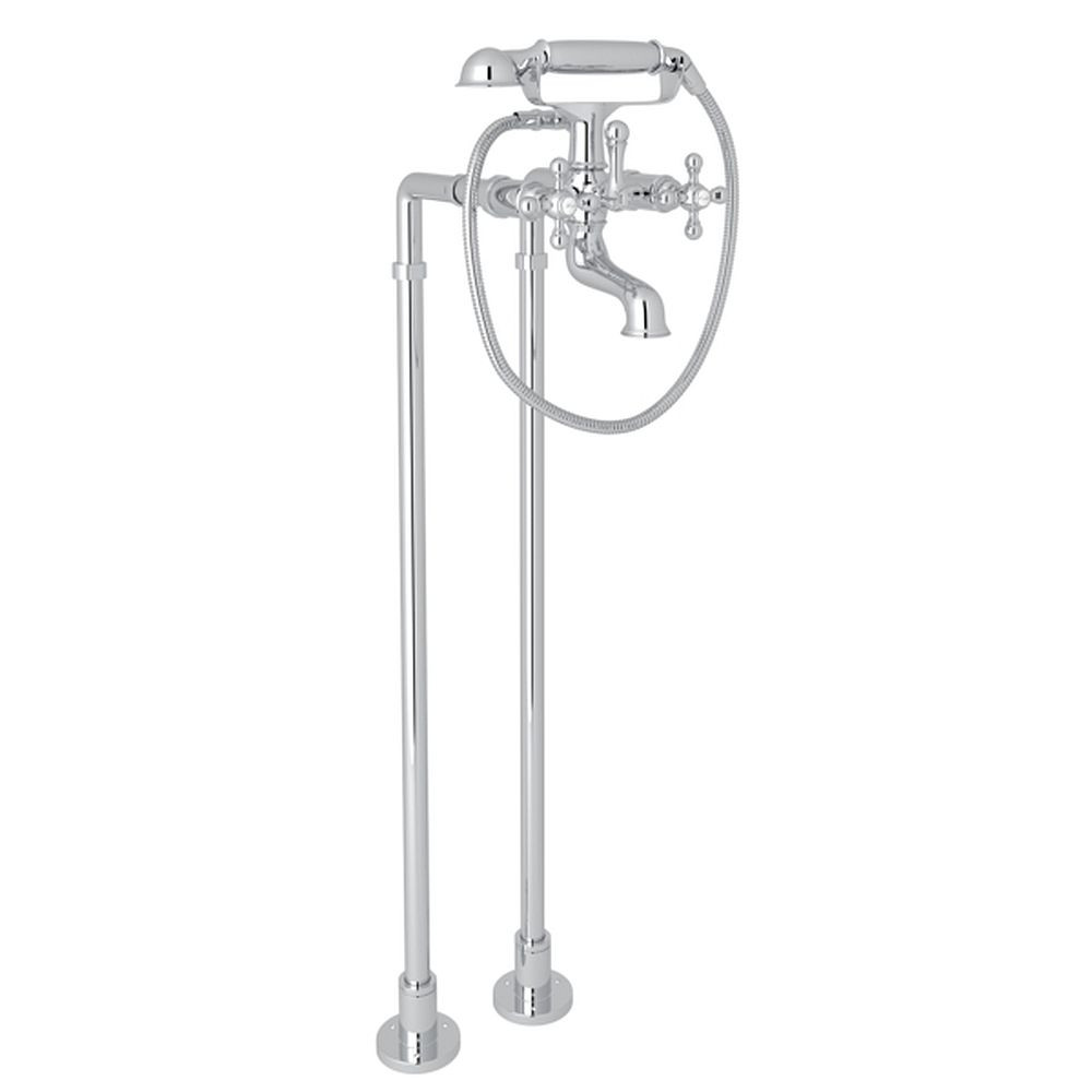 Rohl ACKIT7383NX-APC Exposed Floor Mount Tub Filler with Handshower and Floor Pillar Legs or Supply Unions in Polished Chrome