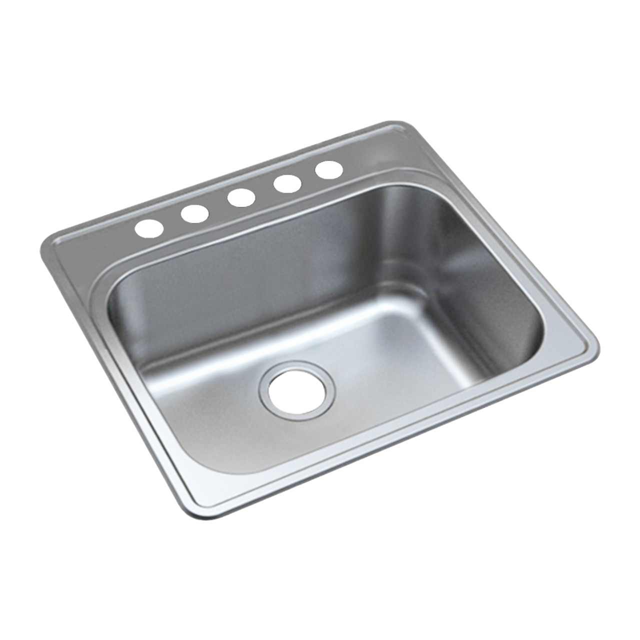 Transolid K-MTSB252212-5 Meridian Stainless Steel 25-in x 22-in x 12-in Laundry/Utility Sink Kit with 5-Hole in Brushed Finish