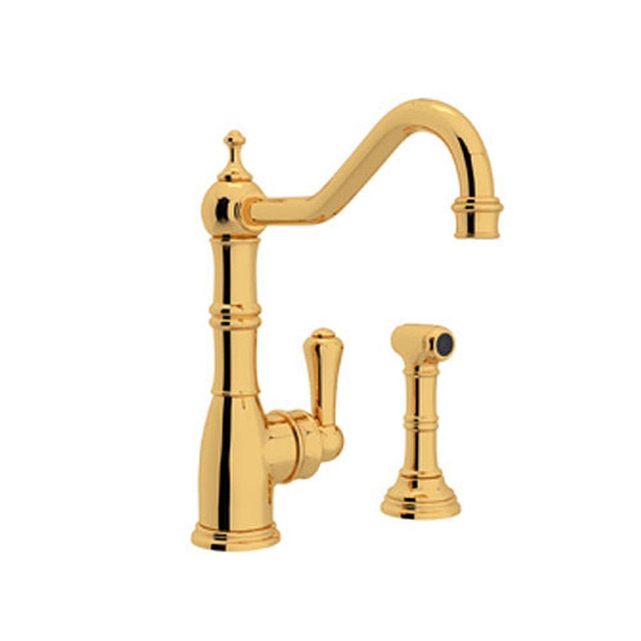 Kitchen Faucet and Metal Lever Handle in English Gold