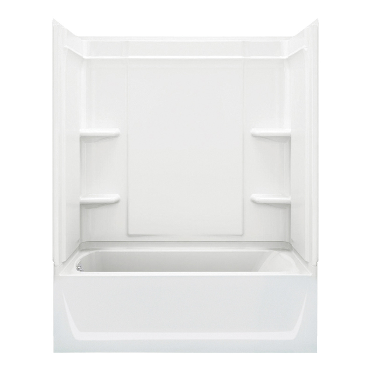 74.25-in x 60.25-in x 31.25-in Vikrell Wall and Floor 4-Piece Alcove Shower Kit with Bathtub in White 74.25-in x 60.25-in x 31.25-in Vikrell Wall and Floor 4-Piece Alcove Shower Kit with Bathtub in White