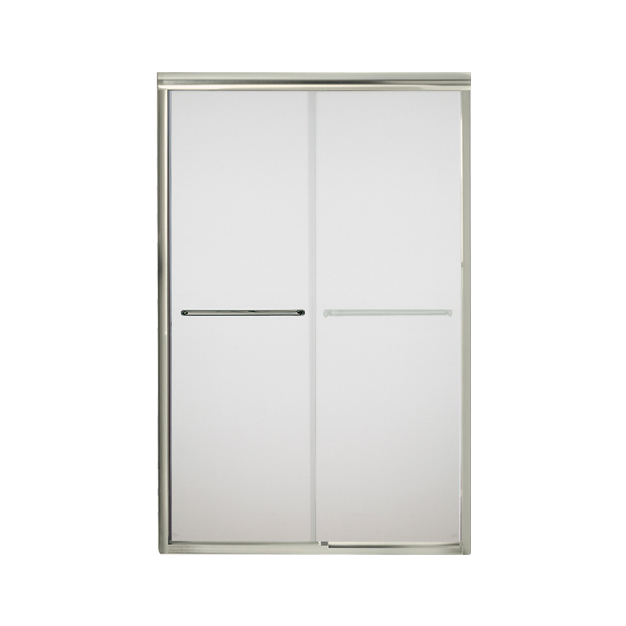 42.625-in to 47.625-in W x 70.0625-in H Frameless Sliding Shower Door in Nickel with Frosted Glass Pattern 42.625-in to 47.625-in W x 70.0625-in H Frameless Sliding Shower Door in Nickel with Frosted Glass Pattern