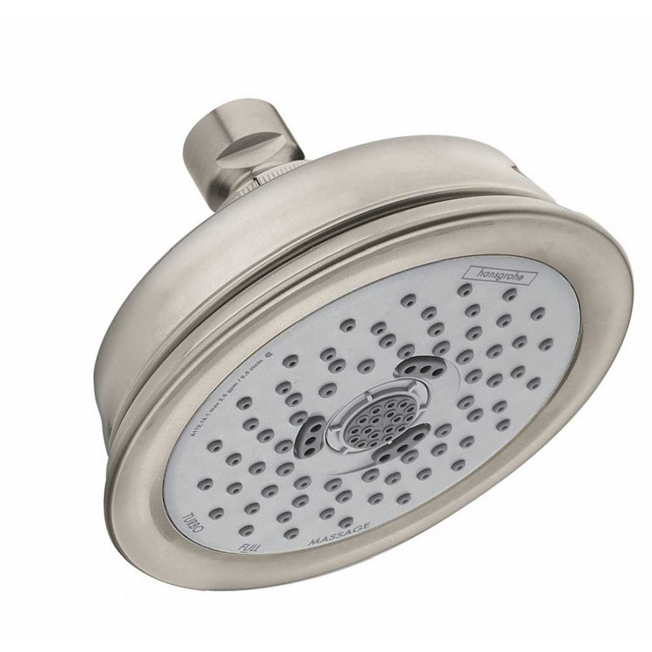 Hansgrohe 04751820 Croma 100 Classic 1.8 GPM 3-Jet Showerhead, In Brushed Nickel Hansgrohe 04751820 Croma 100 Classic 1.8 GPM 3-Jet Showerhead, In Brushed Nickel