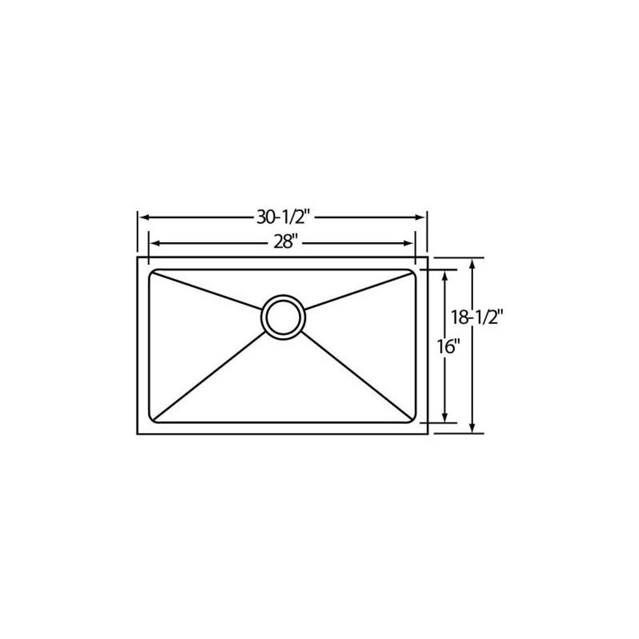 Elkay EFRU2816 Stainless Steel Single Bowl Undermount Sink in Polished Satin