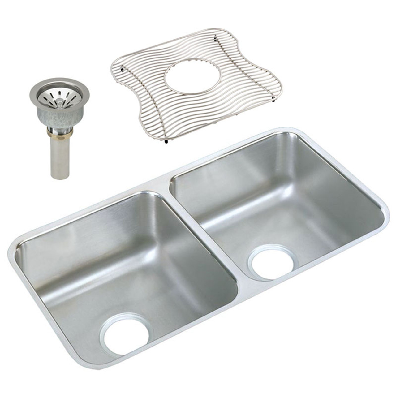 Elkay ELUH3116DBG Stainless Steel Double Bowl Undermount Sink Kit in Lustrous Highlighted Satin