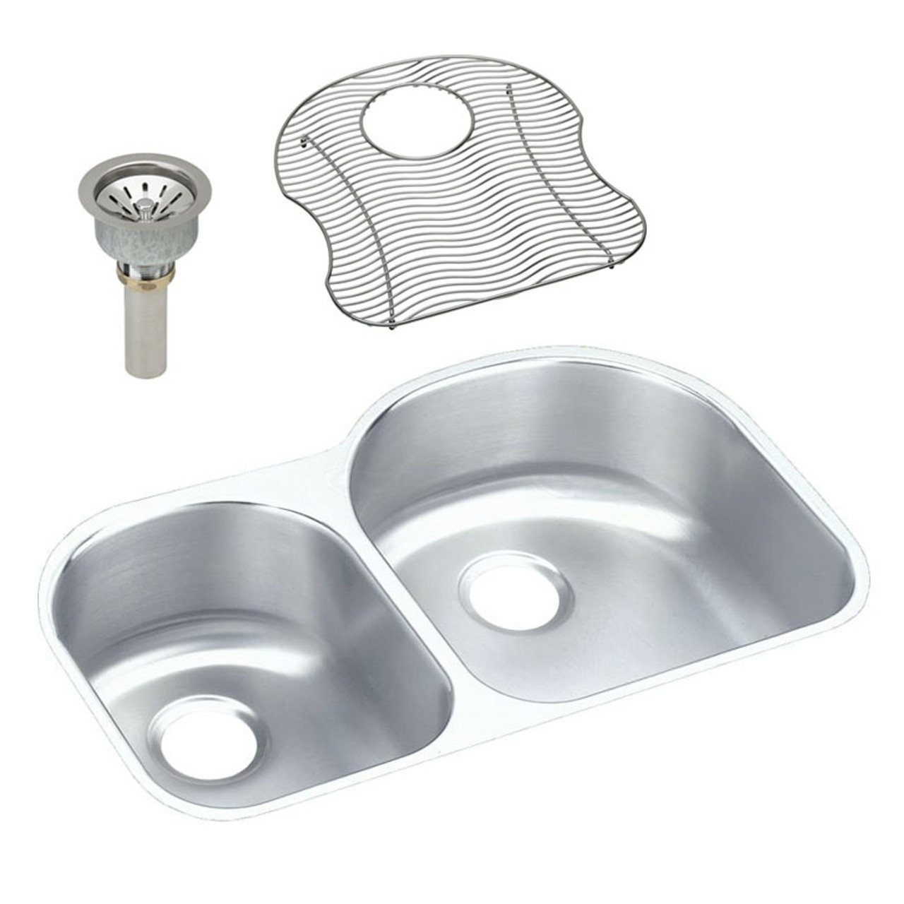 Elkay ELUH3119LDBG Stainless Steel Double Bowl Undermount Sink Kit in Lustrous Highlighted Satin