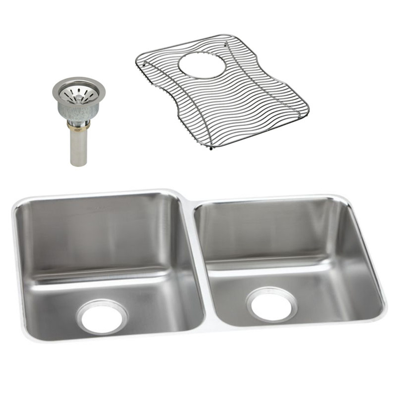 Elkay ELUH3120RDBG Stainless Steel Double Bowl Undermount Sink Kit in Lustrous Highlighted Satin