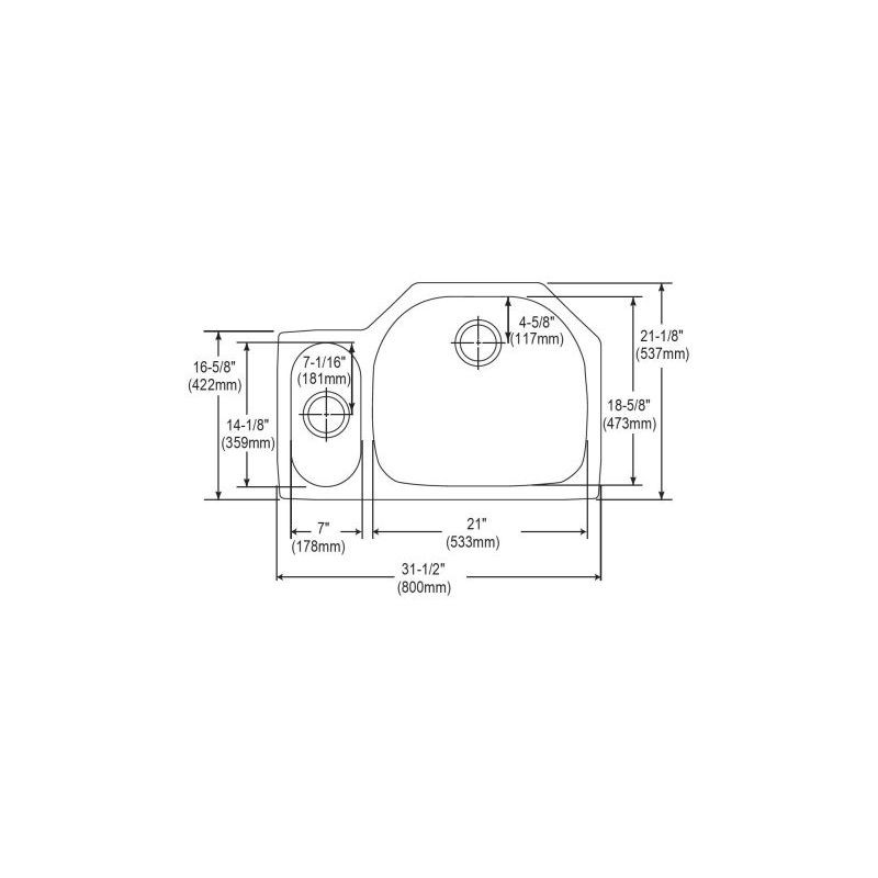 Elkay ELUH3221L Stainless Steel Double Bowl Undermount Sink in Lustrous Highlighted Satin