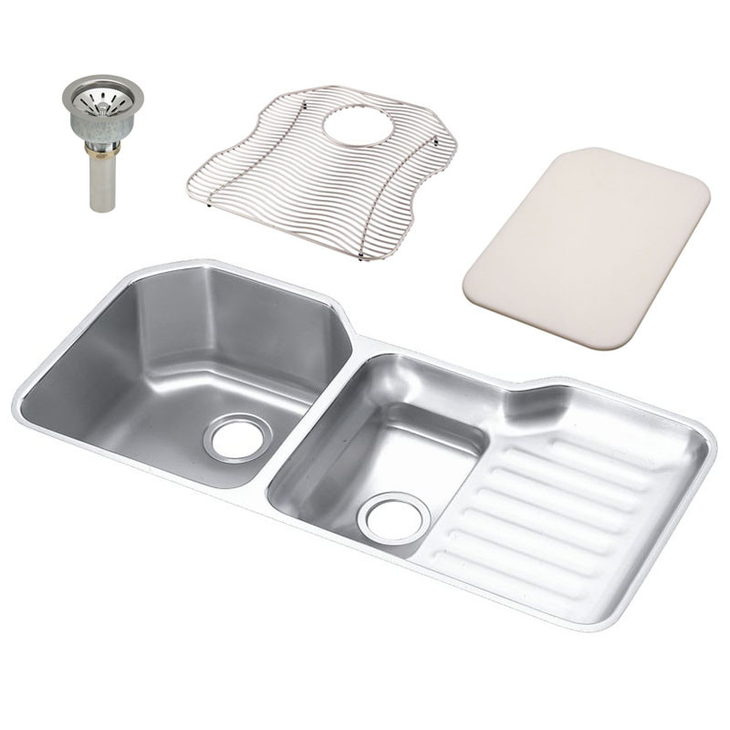 Elkay ELUH4221LDBG Stainless Steel Double Bowl Undermount Sink Kit in Lustrous Highlighted Satin