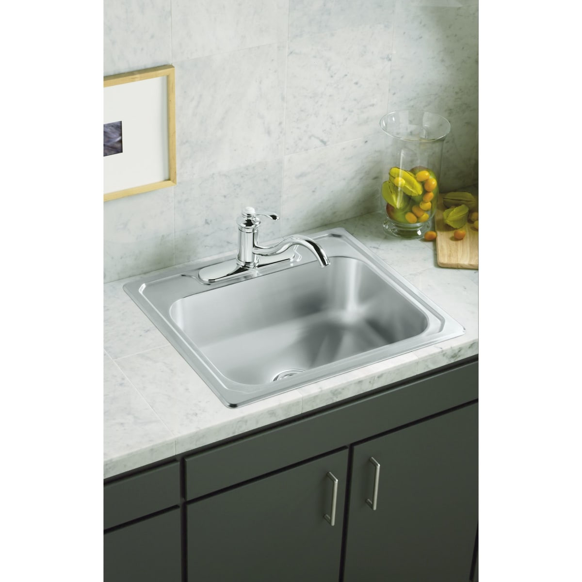22" x 25" x 8" 4-Holes Top-Mount Single-Bowl Kitchen Sink