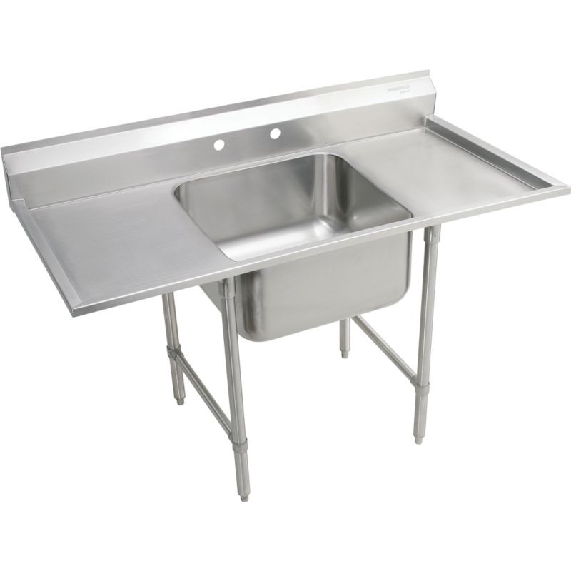 Elkay RNSF8124LR2 Commercial Scullery Sink with 2 Faucet Holes in Buffed Satin