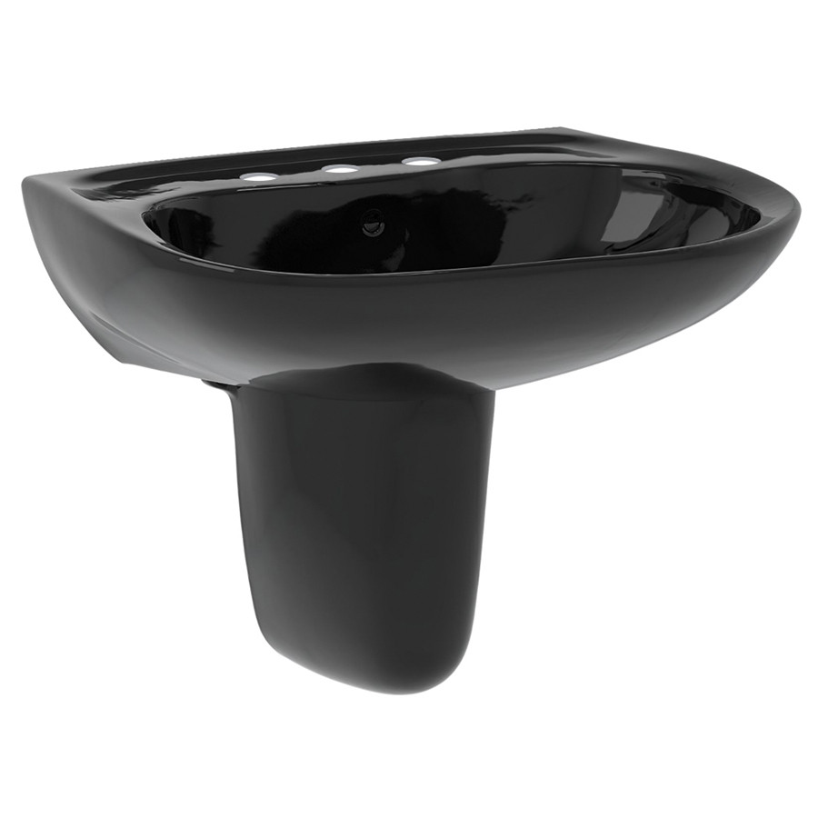 Toto LHT242.8#51 26-in Wall Mounted Bathroom Sink with 3 Faucet Holes Drilled and Overflow in Ebony