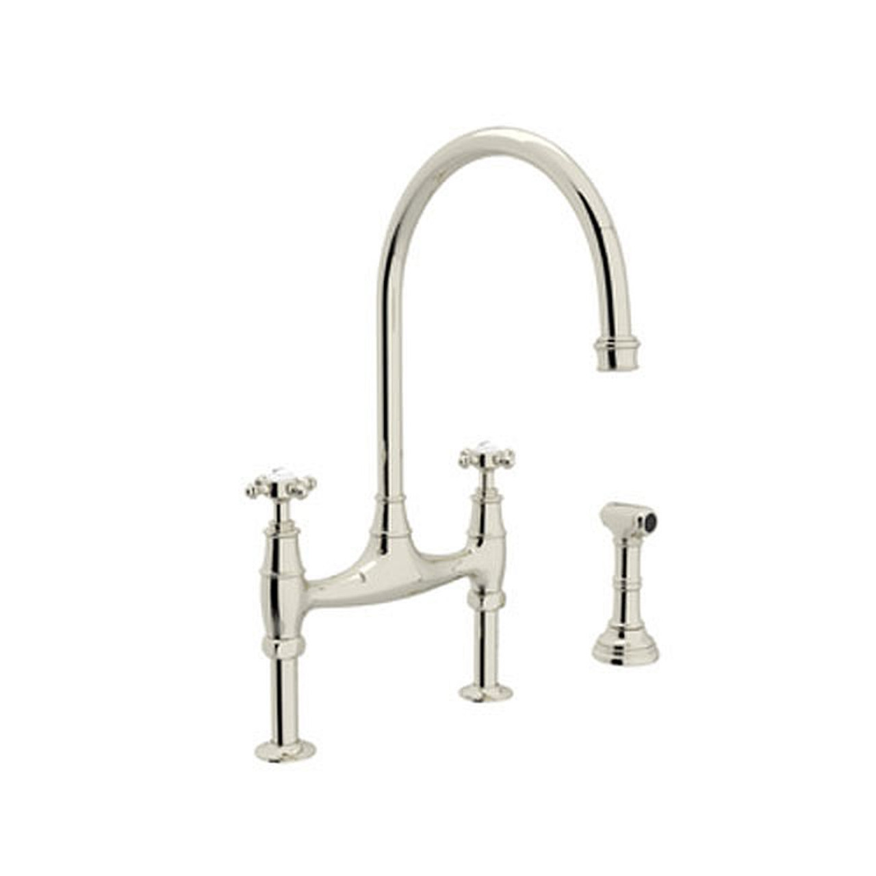 High-Arc Bridge Kitchen Faucet in Polished Nickel