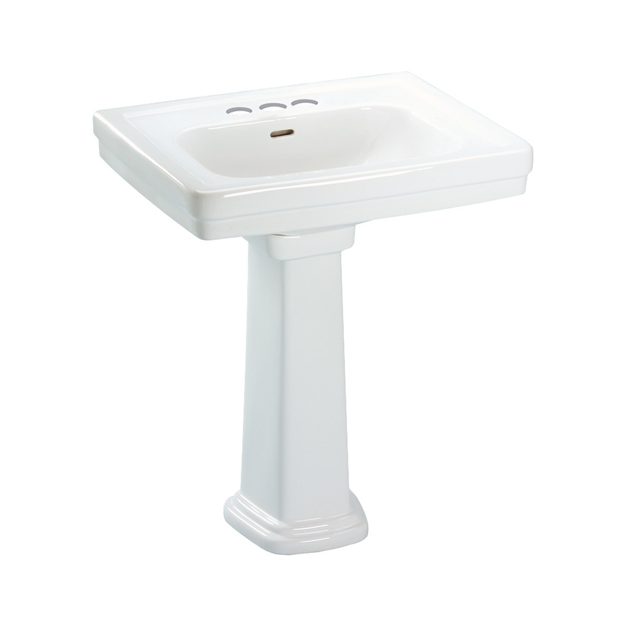 Toto LPT532.4N#01 24-in Pedestal Bathroom Sink with 3 Faucet Holes Drilled and Overflow, Pedestal Included in Cotton