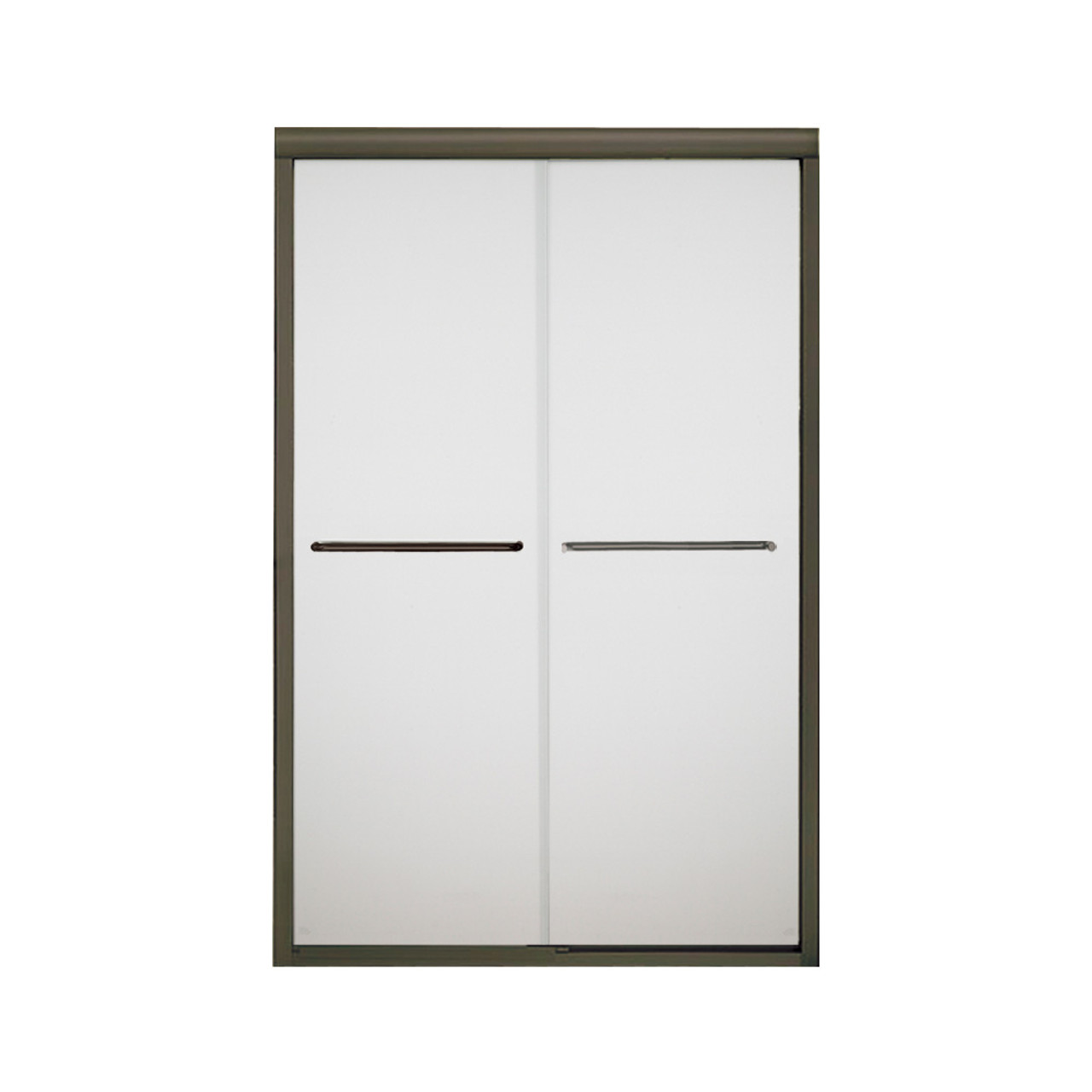 42.625-in to 47.625-in W x 70.0625-in H Frameless Sliding Shower Door in Deep Bronze with Frosted Glass Pattern 42.625-in to 47.625-in W x 70.0625-in H Frameless Sliding Shower Door in Deep Bronze with Frosted Glass Pattern