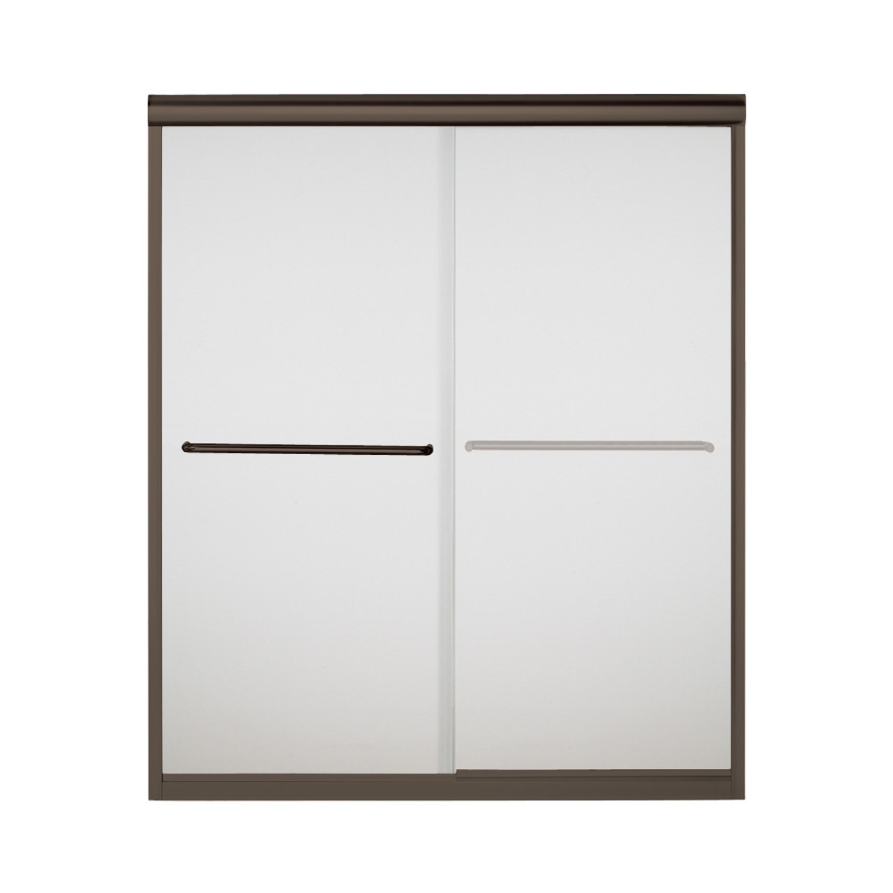 54.625-in to 59.625-in W x 70.0625-in H Frameless Sliding Shower Door in Deep Bronze with Frosted Glass Pattern 54.625-in to 59.625-in W x 70.0625-in H Frameless Sliding Shower Door in Deep Bronze with Frosted Glass Pattern