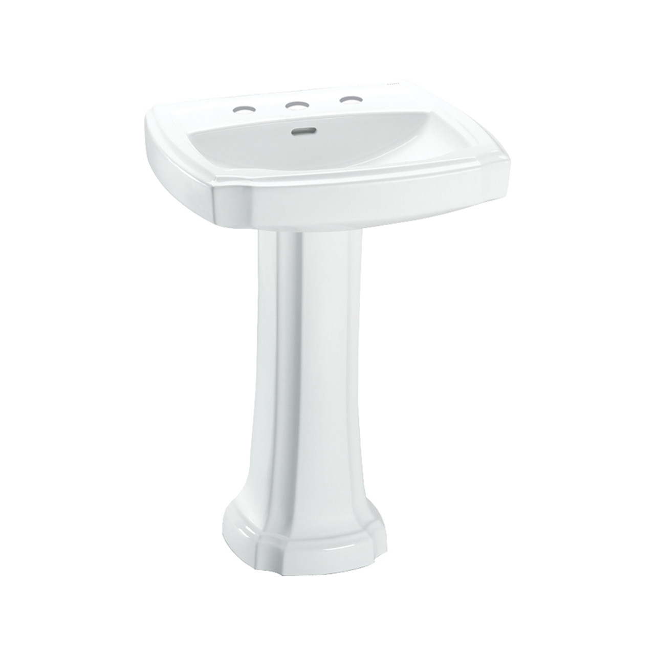 27-1/8-in Pedestal Bathroom Sink with 3 Faucet Holes Drilled and Overflow, Pedestal Included in Cotton