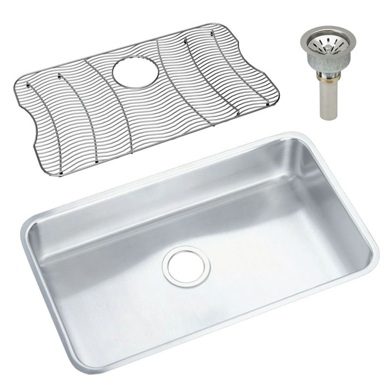 Elkay ELUH2816DBG Stainless Steel Single Bowl Undermount Sink Kit in Lustrous Highlighted Satin