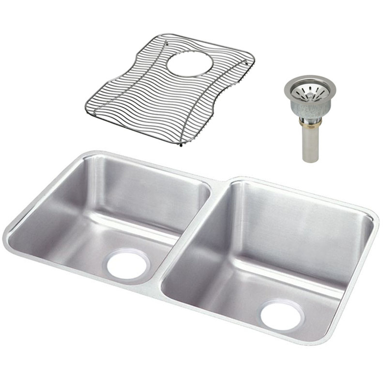 Elkay ELUH3120LDBG Stainless Steel Double Bowl Undermount Sink Kit in Lustrous Highlighted Satin