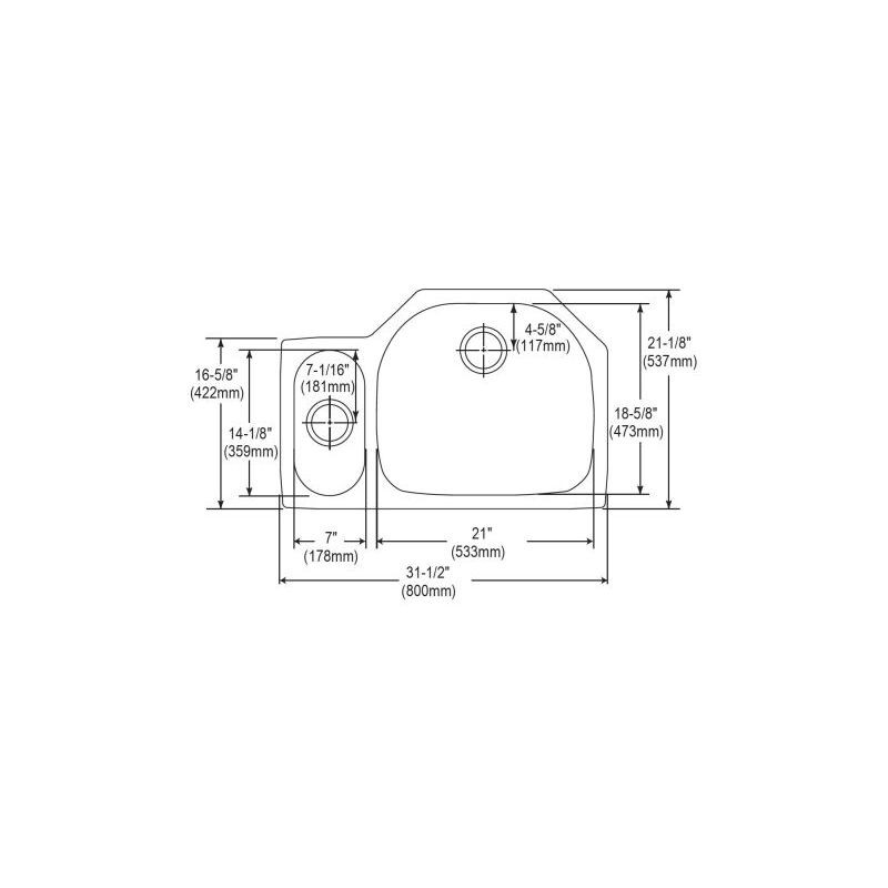 Elkay ELUH322110L Stainless Steel Double Bowl Undermount Sink in Lustrous Highlighted Satin