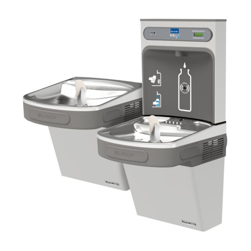 Elkay EZSTLDDWSSK Bottle Filling Station with Versatile Bi-Level ADA Cooler in Stainless Steel