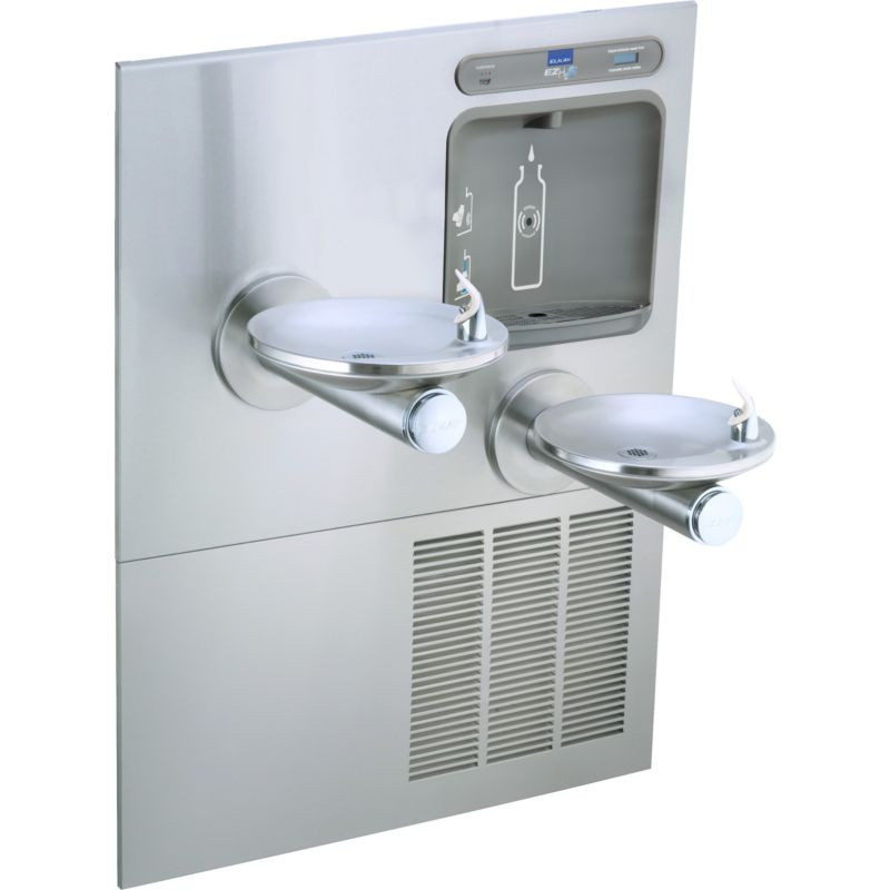 Filtered Bottle Filling Station with Integral Refrigerated SwirlFlo Fountain in Stainless Steel